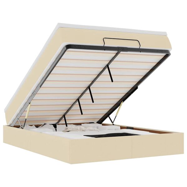 VidaXL Cadre de lit ottoman avec matelas crème 140x200 cm tissu