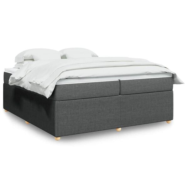 vidaXL Sommier &agrave; lattes de lit avec matelas Gris fonc&eacute; 200x200cm Tissu