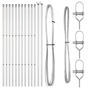 vidaXL Poteau de cl&ocirc;ture ench&acirc;ss&eacute; 13 pc Argent&eacute; Acier enduit de poudre