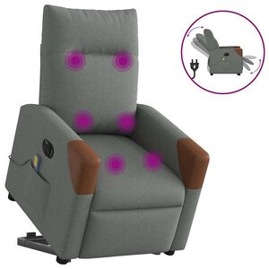 vidaXL Fauteuil inclinable de massage &eacute;lectrique Gris fonc&eacute; Tissu