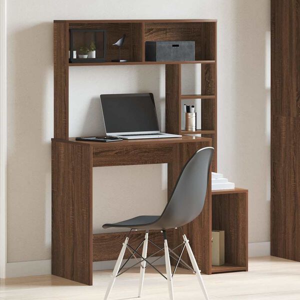 vidaXL Bureau et étagères chêne marron 100x45x140 cm bois d'ingénierie
