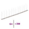 vidaXL Ensemble de 6 pointes &agrave; 2 rang&eacute;es contre oiseaux Inox 3 m