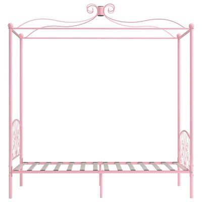 vidaXL Cadre de lit à baldaquin sans matelas rose métal 100x200 cm