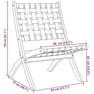 vidaXL Chaises pliables de jardin lot de 2 avec table noir bois massif