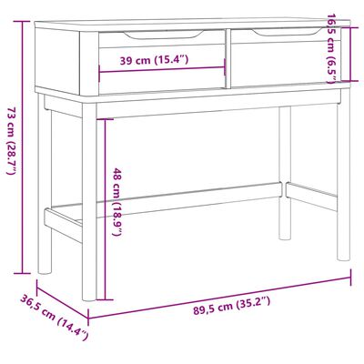 vidaXL Table console FLORO gris 89,5x36,5x73 cm bois de pin massif