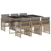 vidaXL Ensemble &agrave; manger de jardin coussins 7 pcs m&eacute;lange beige rotin