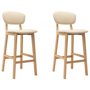 vidaXL Tabourets de bar lot de 2 cr&egrave;me tissu