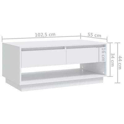 vidaXL Table basse Blanc 102,5x55x44 cm Aggloméré