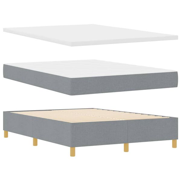 vidaXL Lit &agrave; ressorts avec matelas Gris clair 140 x 200 cm tissu