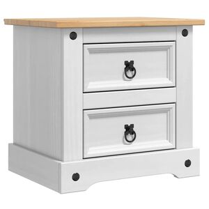 vidaXL Table de chevet Corona Blanc 53 x 39 x 47 cm Pin massif