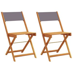vidaXL Chaises pliantes 2 pi&egrave;ces Anthracite Bois massif d'acacia et tissu