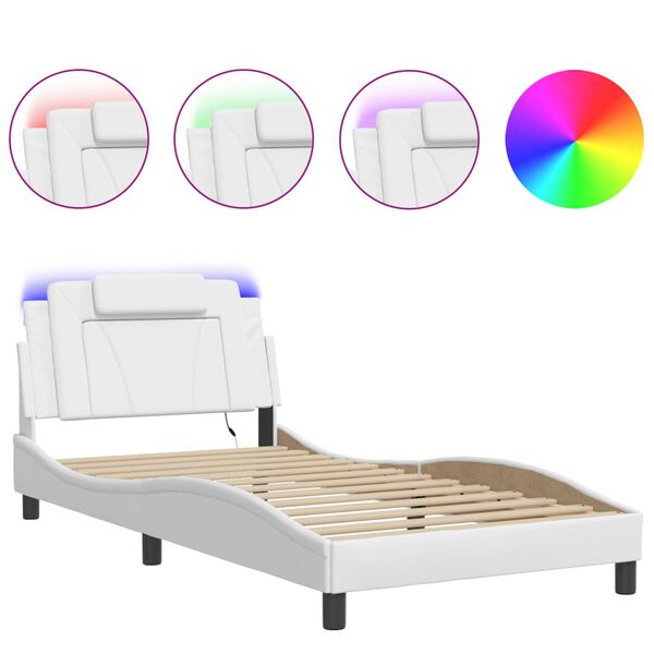 vidaXL Cadre de lit Viana avec LED sans matelas blanc 100x203 cm