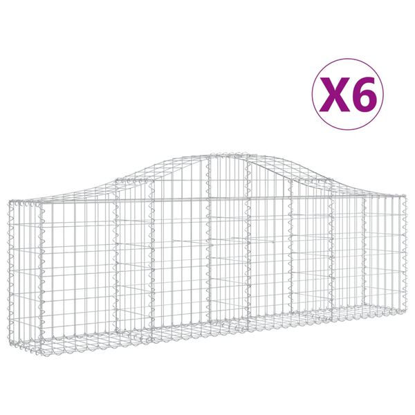 vidaXL Paniers &agrave; gabions arqu&eacute;s 6 pcs 200x30x60/80 cm Fer galvanis&eacute;