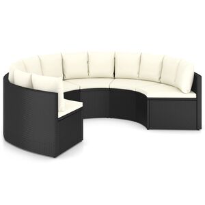 vidaXL Salon de jardin 6 pcs avec coussins R&eacute;sine tress&eacute;e Noir