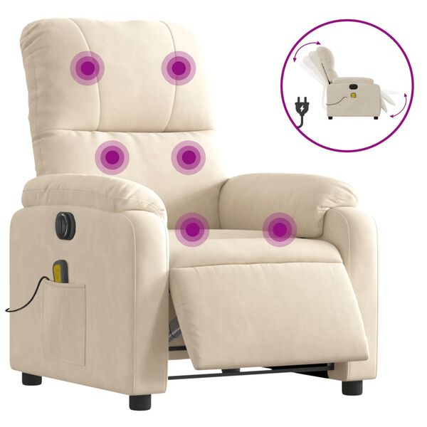 vidaXL Fauteuil inclinable de massage électrique beige