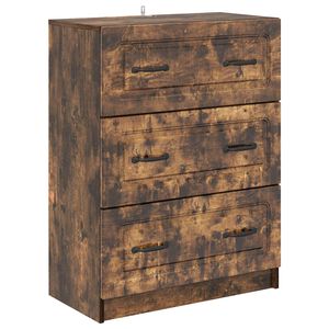 vidaXL Armoire &agrave; tiroirs Ch&ecirc;ne fum&eacute; 66 x 34,5 x 87 cm