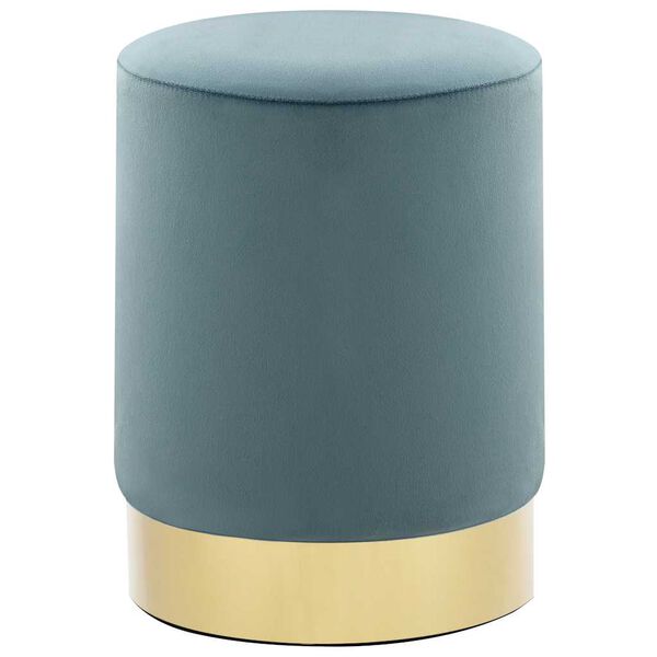 vidaXL Tabouret Bleu clair et doré Velours 28 x 36 cm