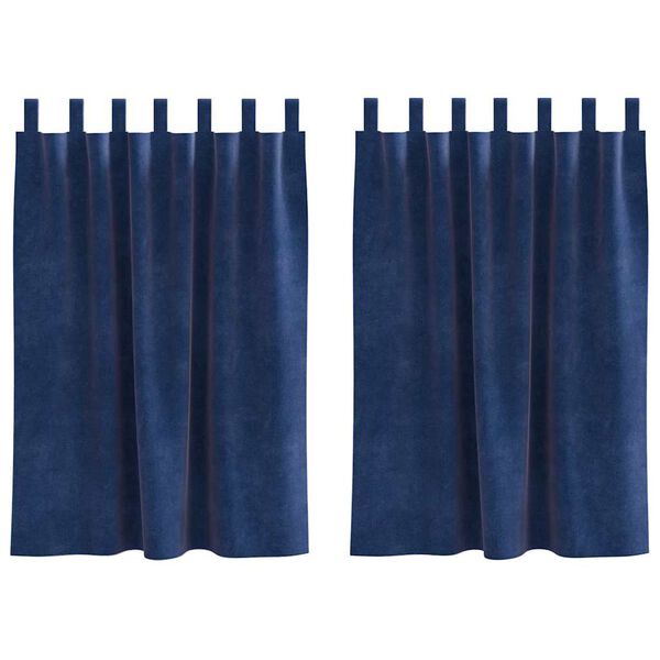 vidaXL Rideaux occultants 2 pcs Bleu fonc&eacute; 140 x 140 cm Velours