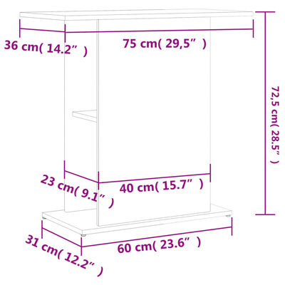 vidaXL Support d'aquarium sonoma gris 75x36x72,5 cm bois d'ingénierie