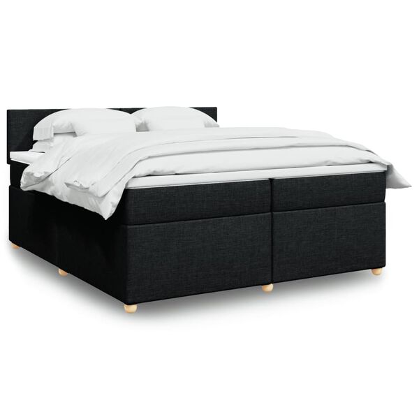 vidaXL Sommier &agrave; lattes de lit avec matelas Noir 200x200 cm Tissu