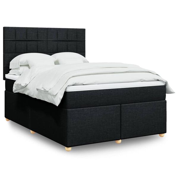 vidaXL Sommier &agrave; lattes de lit avec matelas Noir 160x200 cm Tissu