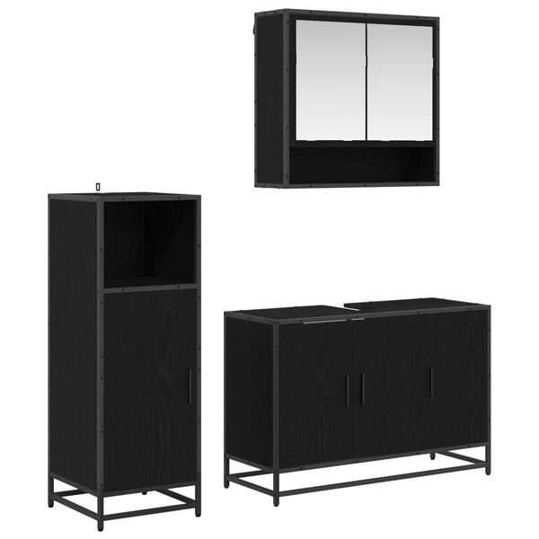 vidaXL Ensemble de mobilier de salle de bain 3 pcs Ch&ecirc;ne noir