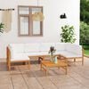 vidaXL Salon de jardin 7 pcs avec coussins cr&egrave;me bois de teck solide