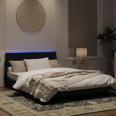 vidaXL Cadre de lit avec lumières LED noir 140x190 cm velours