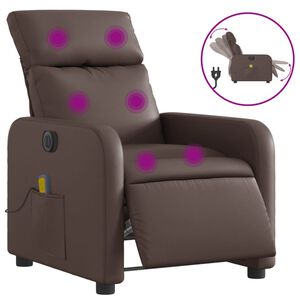 vidaXL Fauteuil de massage inclinable &eacute;lectrique marron similicuir