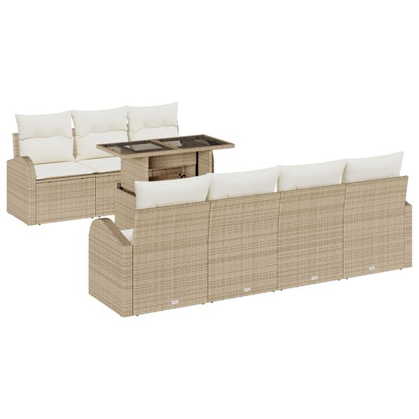 vidaXL Ensemble de canap&eacute; de jardin 8 pcs Beige Poly Rattan