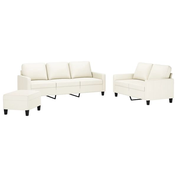 vidaXL Ensemble de canap&eacute;s 3 pcs avec coussins Cr&egrave;me Similicuir