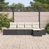 vidaXL Ensemble de canapé de jardin avec coussin 5 pcs Noir Poly rotin