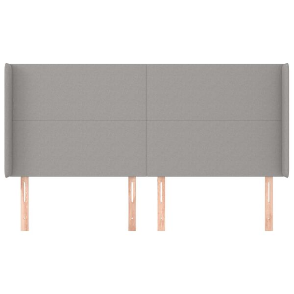 vidaXL T&ecirc;te de lit avec oreilles Gris clair 203x16x118/128 cm Tissu