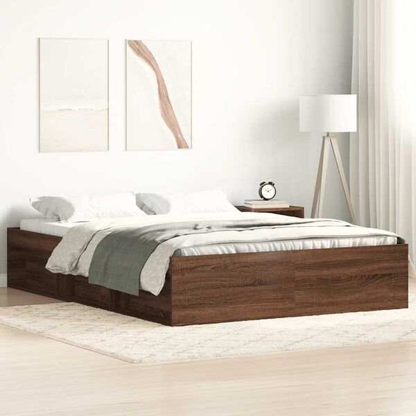 vidaXL Cadre de lit sans matelas ch&ecirc;ne marron 140x200 cm
