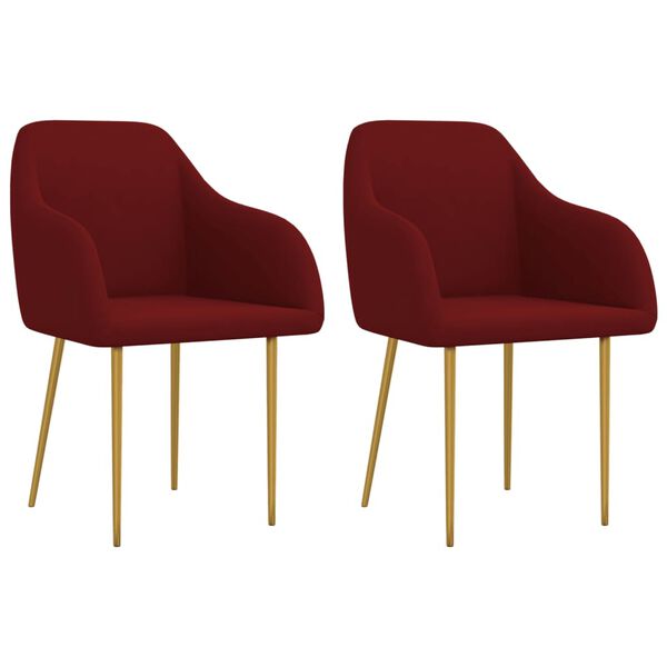 vidaXL Chaises &agrave; manger lot de 2 rouge bordeaux velours