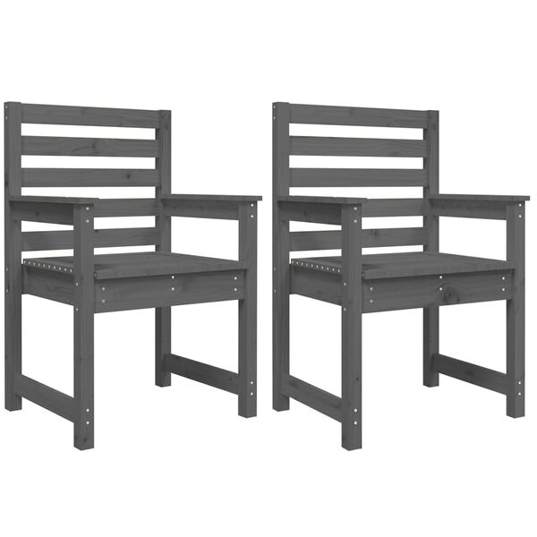 vidaXL Chaises de jardin lot de 2 gris 60x48x91 cm bois massif de pin