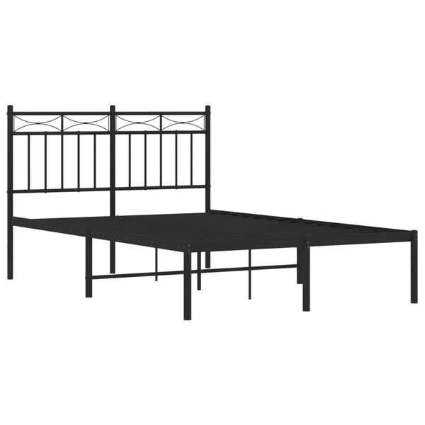 vidaXL Cadre de lit m&eacute;tal sans matelas avec t&ecirc;te de lit noir 120x190cm