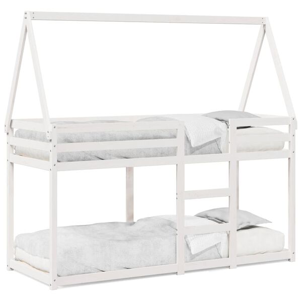 vidaXL Lit superposé sans matelas blanc 90x200 cm bois de pin massif