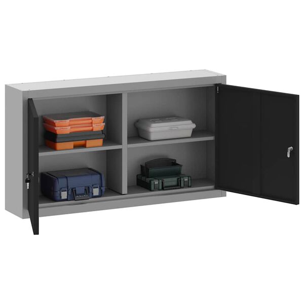 vidaXL Armoire &agrave; outils avec &eacute;tag&egrave;re Noir et gris 50 x 20 x 55 cm