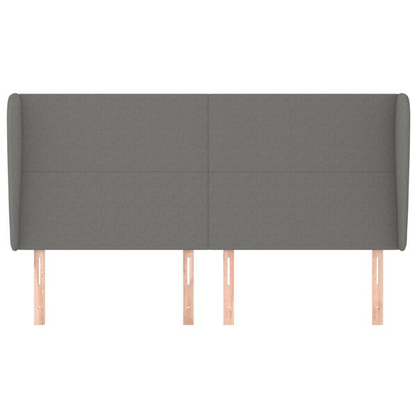vidaXL T&ecirc;te de lit avec oreilles Gris fonc&eacute; 163x23x118/128 cm Tissu