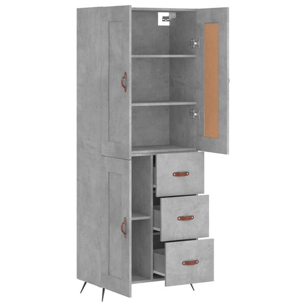 vidaXL Buffet haut Gris b&eacute;ton 69,5x34x180 cm Bois d'ing&eacute;nierie