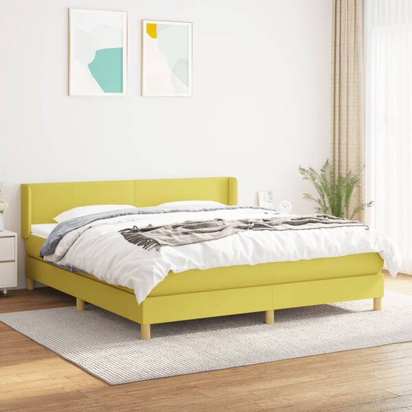 vidaXL Sommier &agrave; lattes de lit avec matelas Vert 180x200 cm Tissu