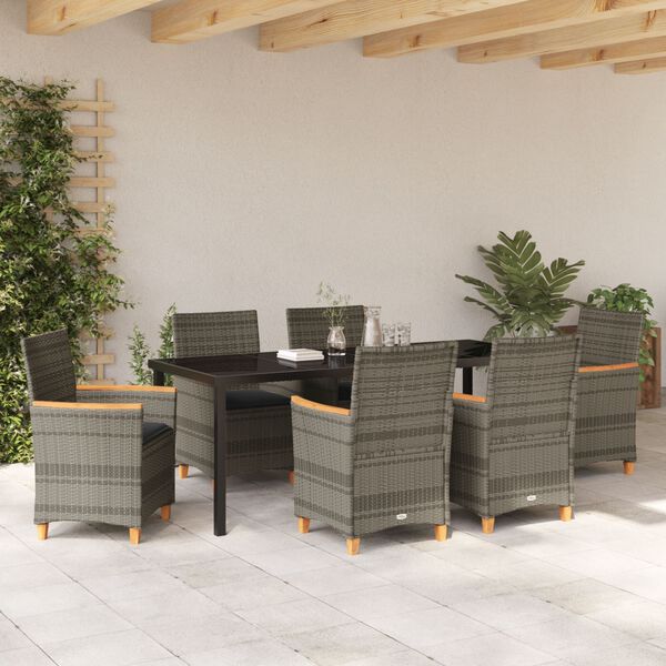 vidaXL Ensemble de salle &agrave; manger pour jardin 7 pcs Gris polyrotin