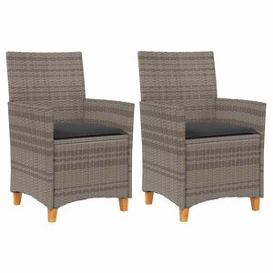 vidaXL Chaises de jardin coussins lot de 2 gris r&eacute;sine tress&eacute;e et bois