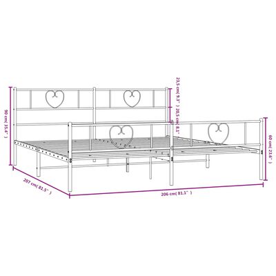 vidaXL Cadre de lit métal sans matelas avec pied de lit noir 200x200cm