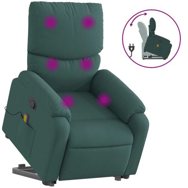 vidaXL Fauteuil inclinable de massage Vert fonc&eacute; Tissu