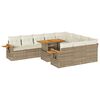 vidaXL Salon de jardin 11pcs avec coussins beige r&eacute;sine tress&eacute;e acacia