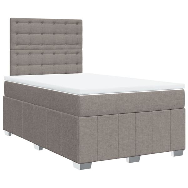 vidaXL Sommier &agrave; lattes de lit avec matelas Taupe 120x200 cm Tissu