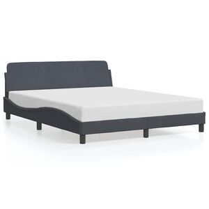 vidaXL Cadre de lit Dover gris fonc&eacute; 160x200 cm velours