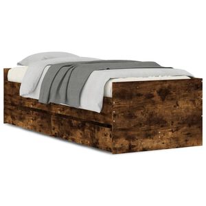 vidaXL Cadre de lit sans matelas ch&ecirc;ne fum&eacute; 75x190 cm